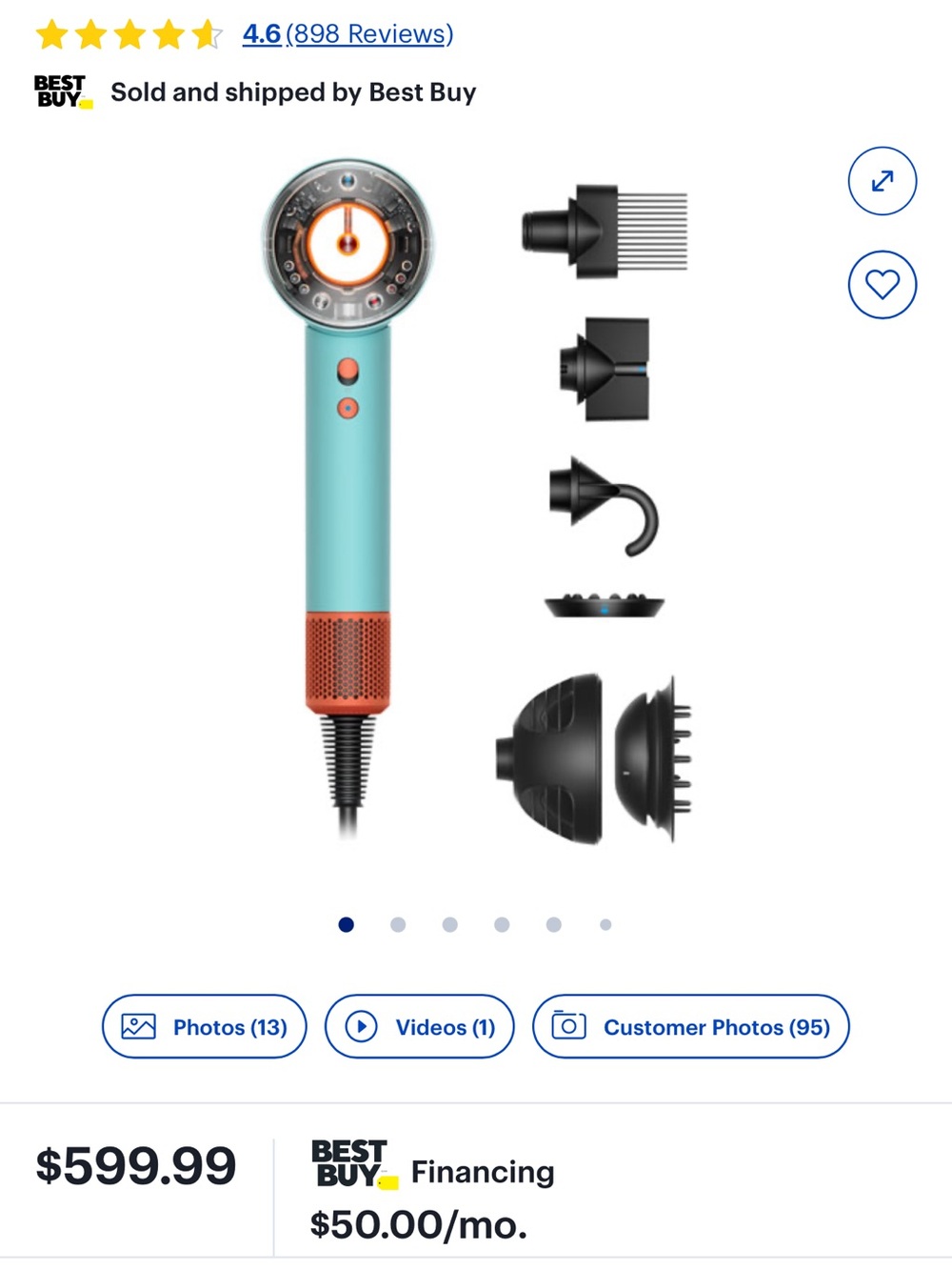 Brand new in box Dyson Supersonic Hair Dryer in Patina Teal with Topaz Accents